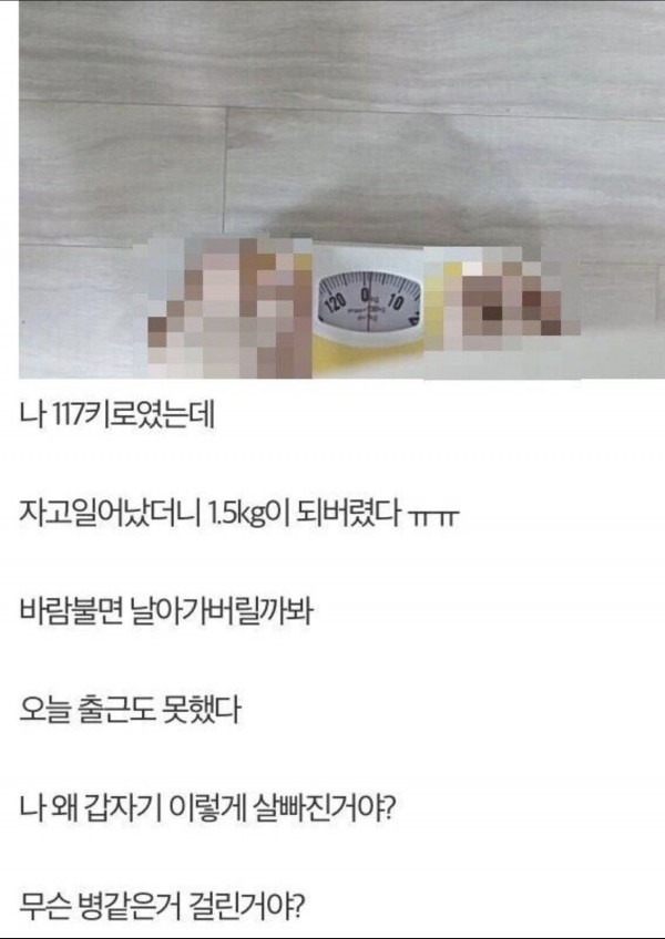 살이 급격하게 빠졌다는 디시인ㄷㄷ