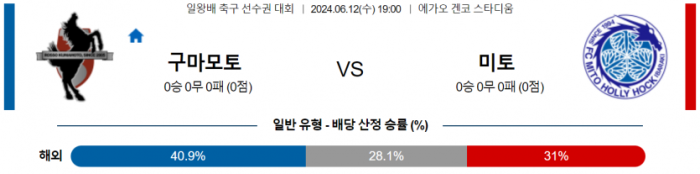 일본 일왕배 6월 12일 19:00 로아소 구마모토 : 미토 홀리호크